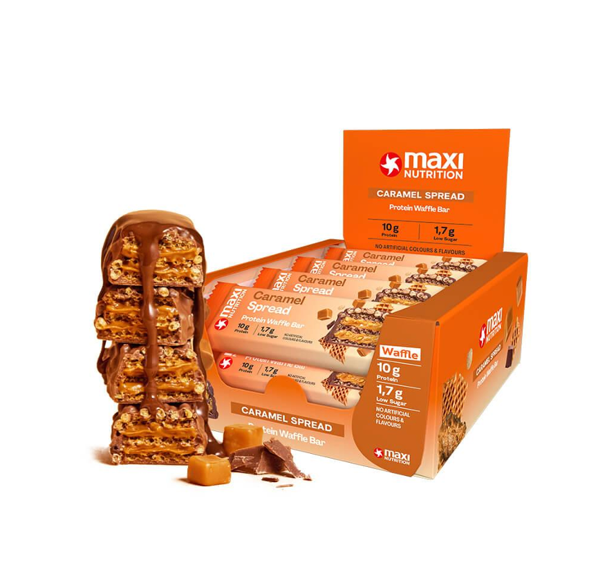 Barra de proteina Maxi Nutrition – Waffle Caramel Spread (12 unidades)