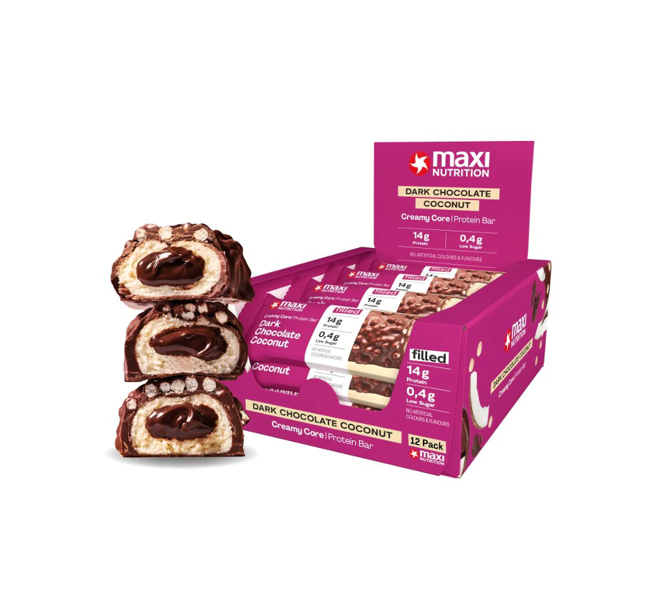 Barra de proteina Maxi Nutrition - Dark Chocolate Coconut (12 unidades)