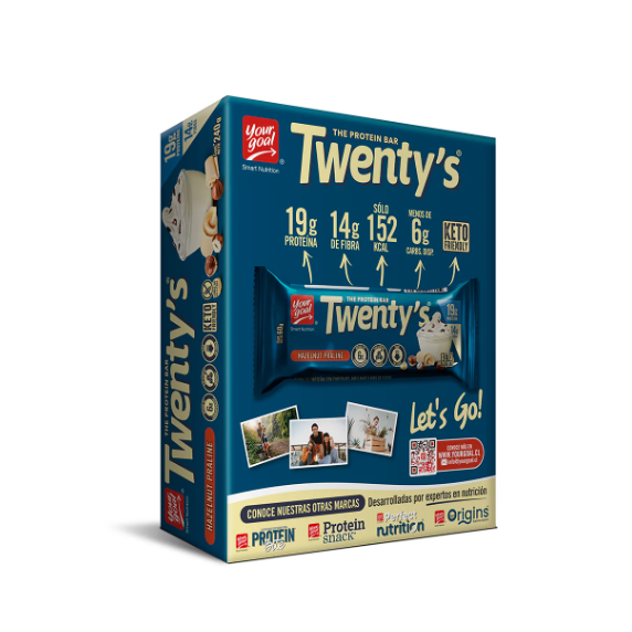 Barra de proteina Yourgoal - Twenty Hazelnut Praline (4 unidades)