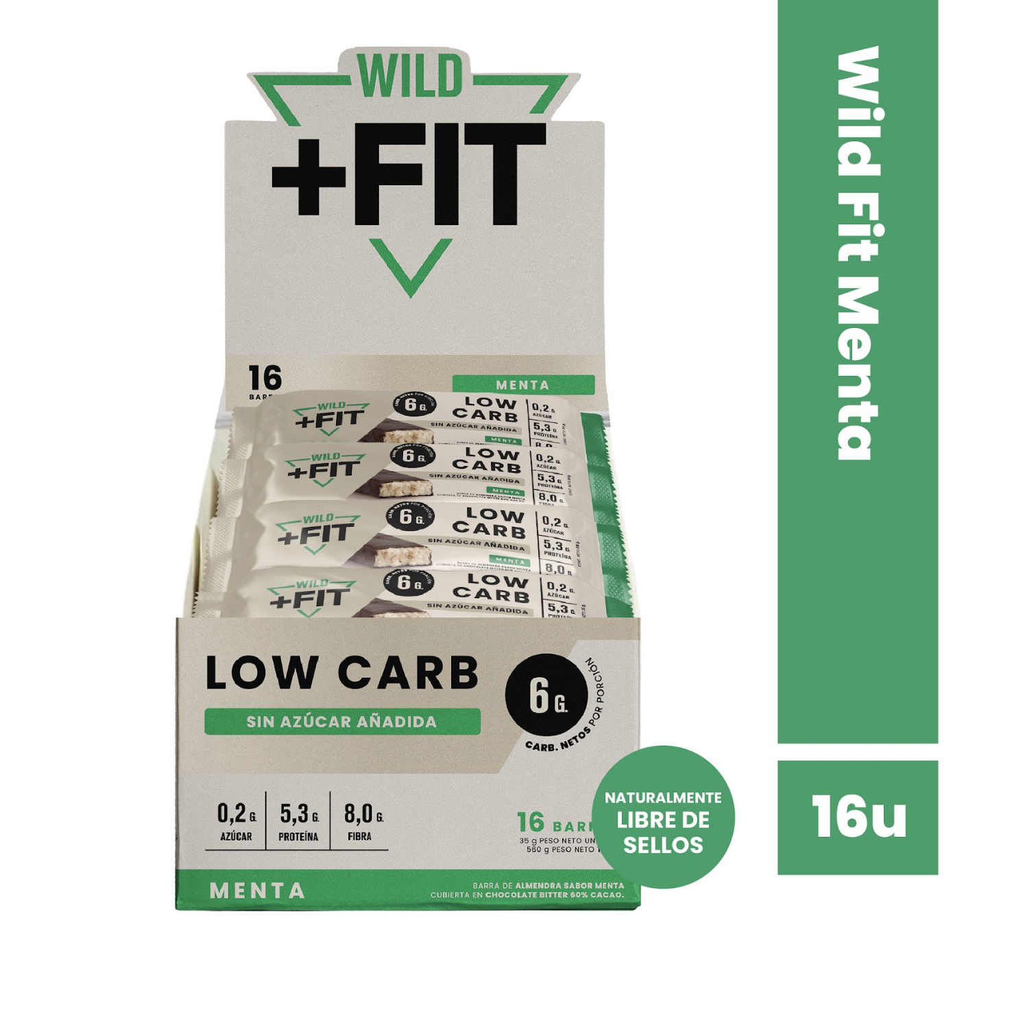 Barra de chocolate Wild Fit - Almendra Menta (16 unidades)