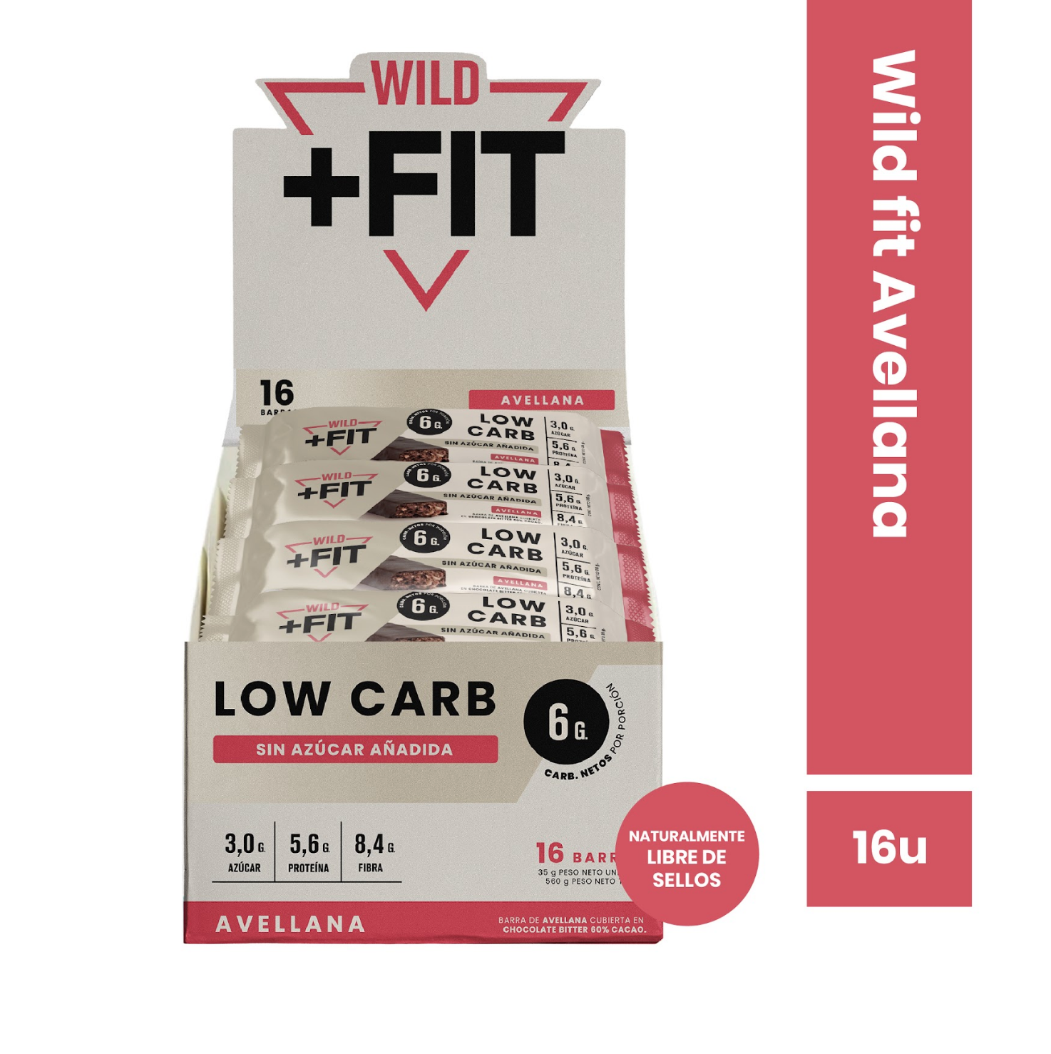 Barra de chocolate Wild Fit - Avellana (16 unidades)