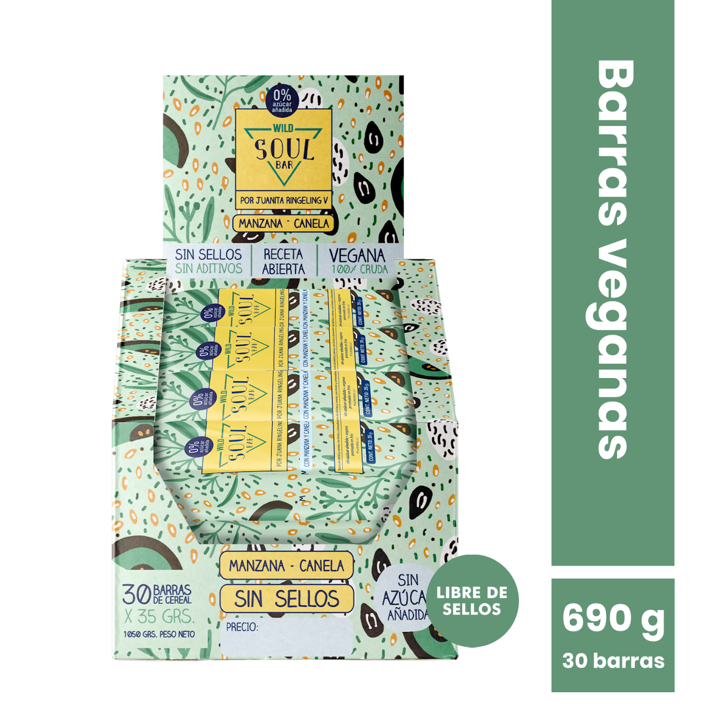 Barra de cereal Wild Soul bar - Manzana Canela (30 unidades)