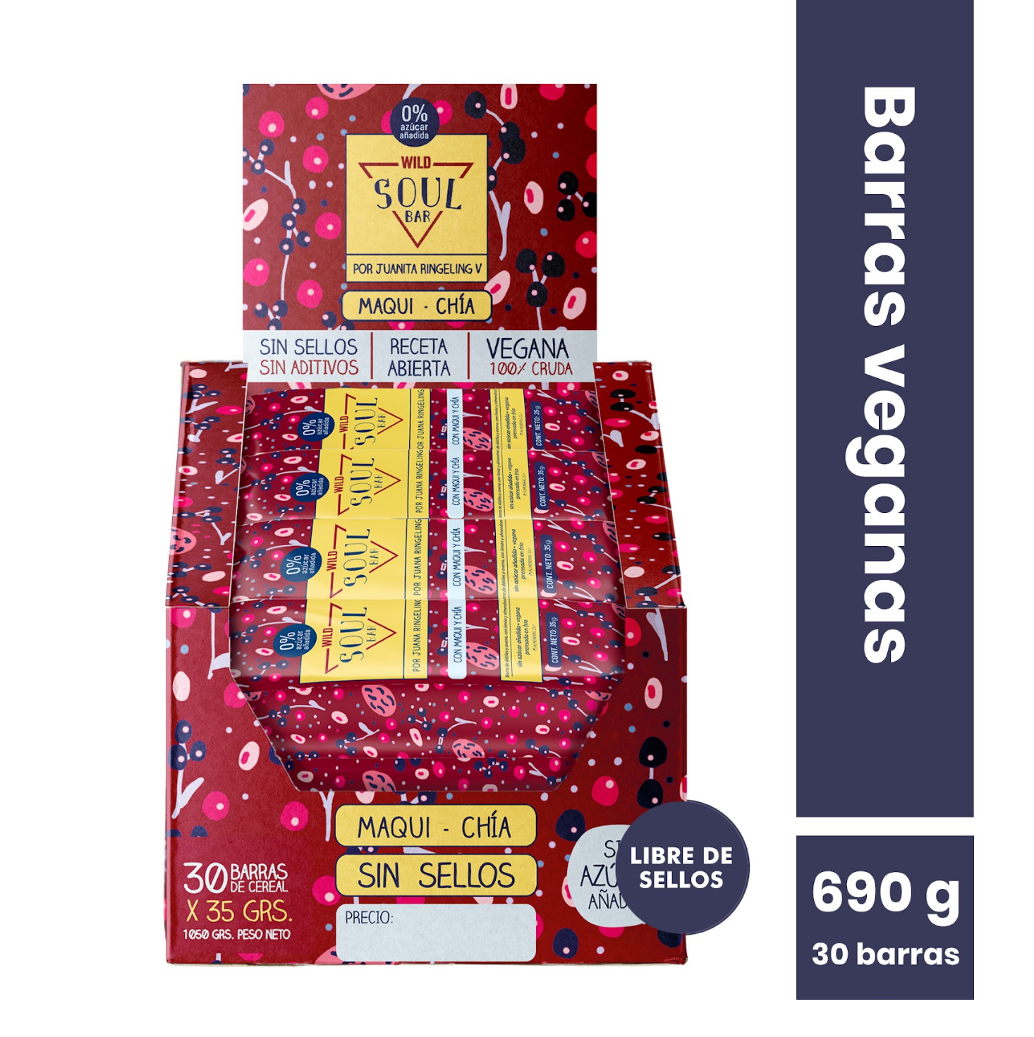 Barras de cereal Wild Soul bar - Maqui Chía (30 unidades)