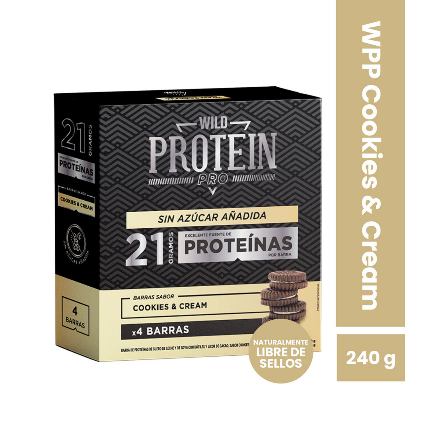 Barras de protein Wild Protein Pro - Cookies & Cream (4 unidades)