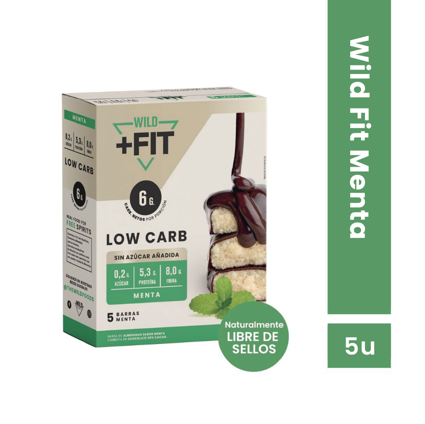 Barra de chocolate Wild Fit - Almendra Menta (5 unidades)