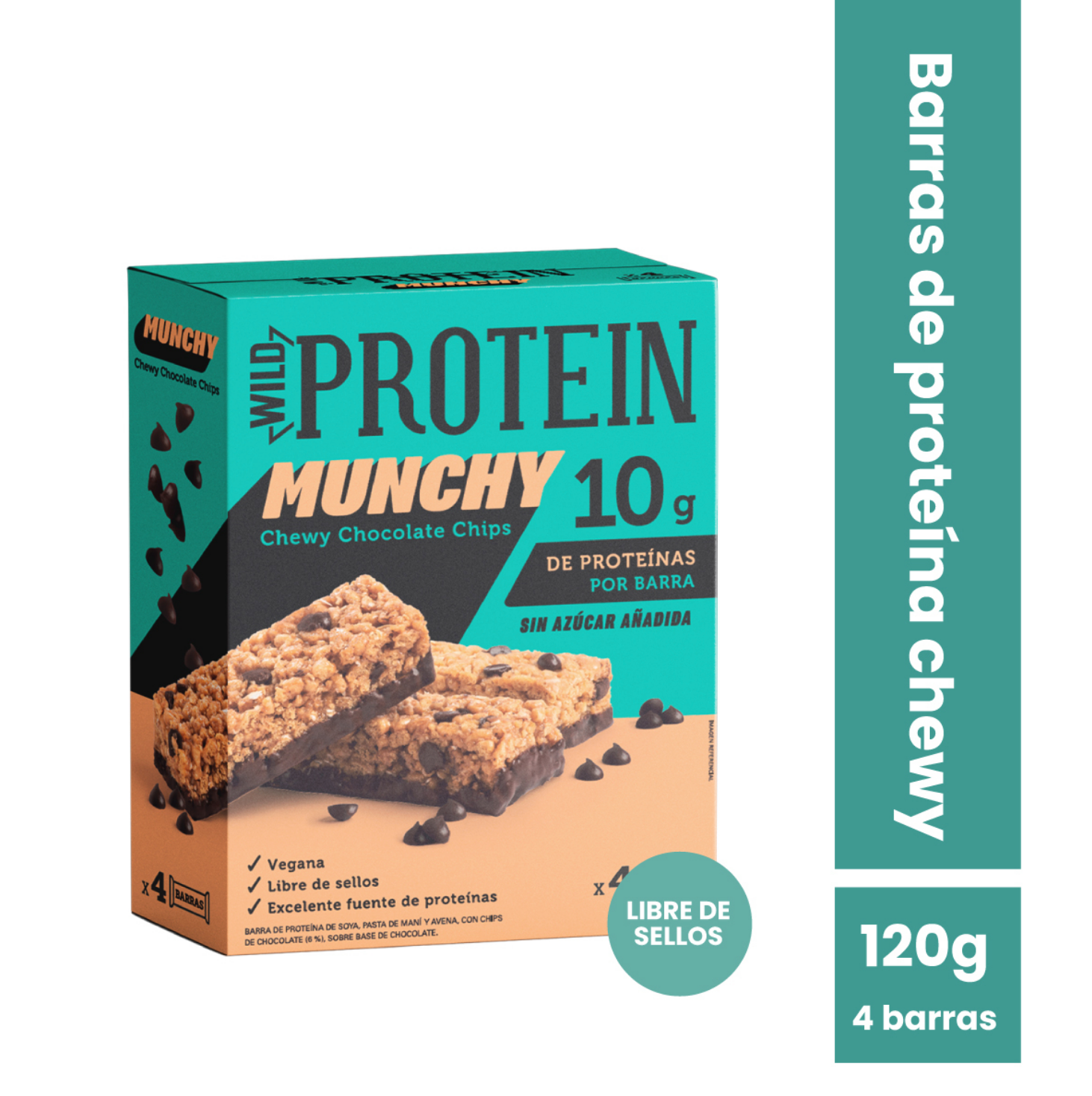 Barra de proteina Wild Protein - Munchy Chocolate Chips (4 unidades)