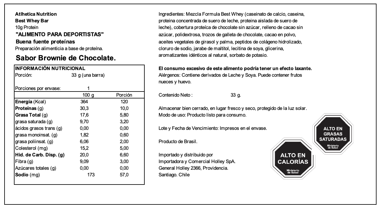 Barra de proteina Atlhetica Nutrition - Brownie de chocolate (12 unidades)