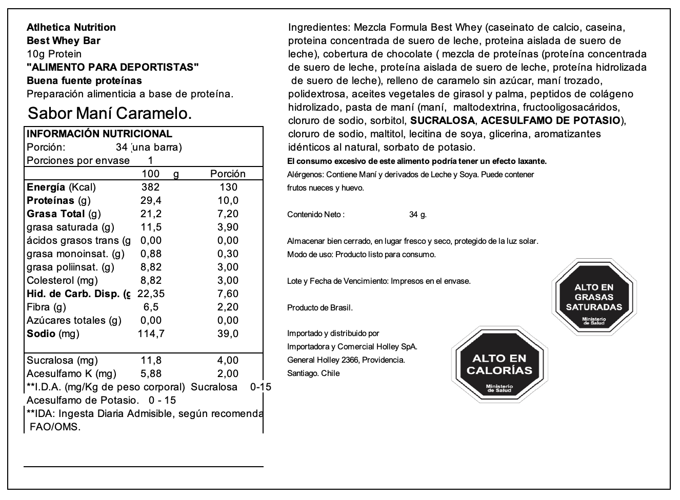 Barra de proteina Atlhletica Nutrition - Caramel Peanut (12 unidades)