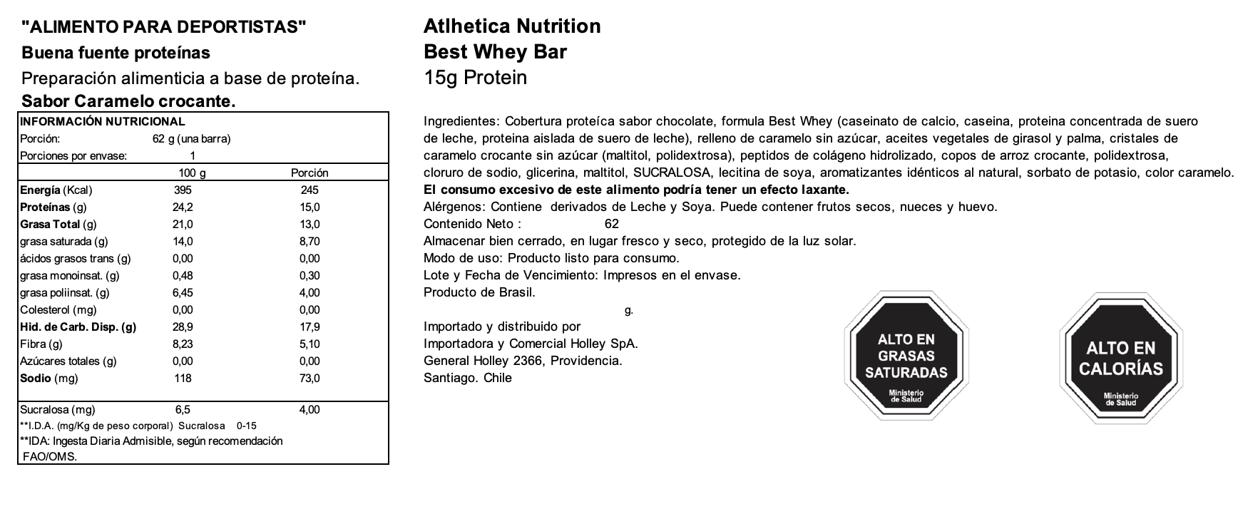 Barra de proteina Atlhetica Nutrition - Caramelo crocante (12 unidades)