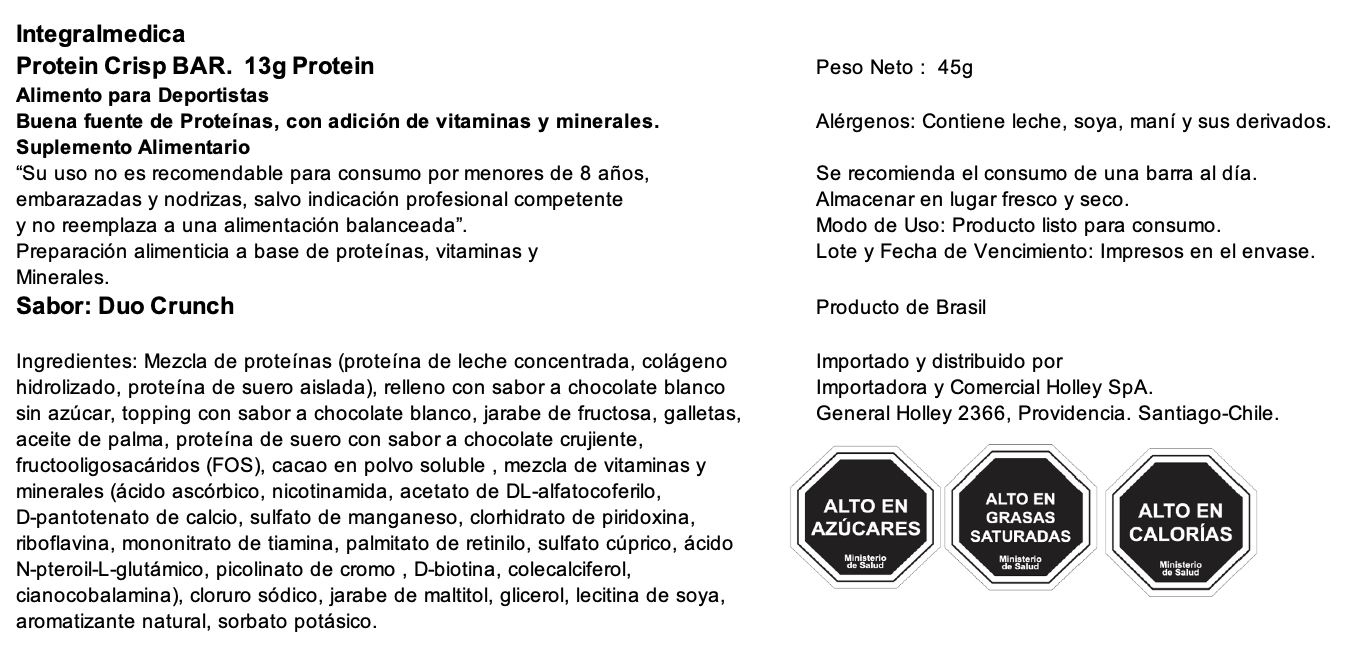 Barra de proteina Integralmedica - Duo Crunch (12 unidades)