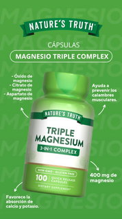Magnesio Triple Natures Truth - Triple Complex 400 mg (100 cápsulas)