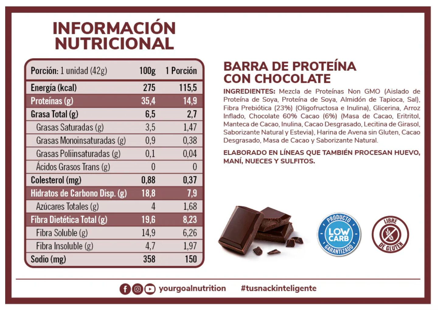 Barra de proteina Protein Snack - Chocolate & Crispis (5 unidades)
