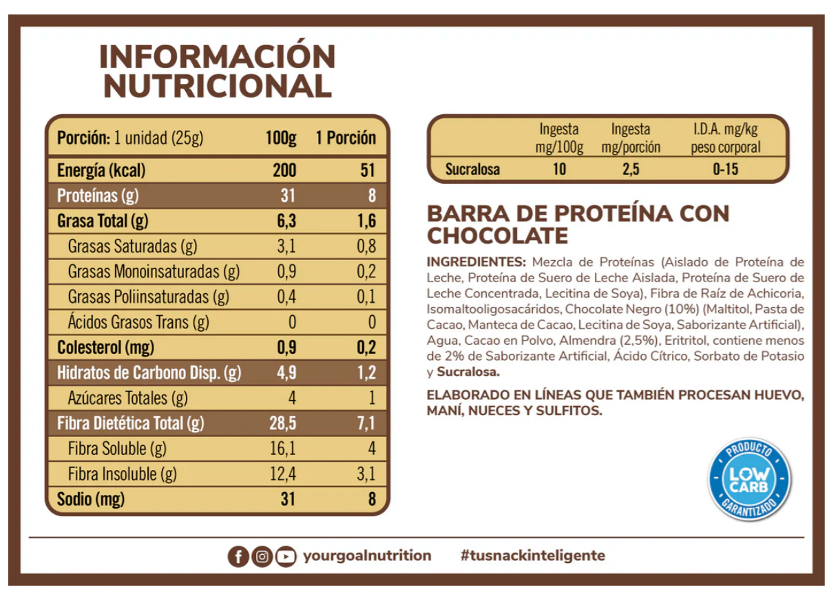 Barra de proteina Yourgoal - Twenty Mini Chocolate Brownie (5 unidades)