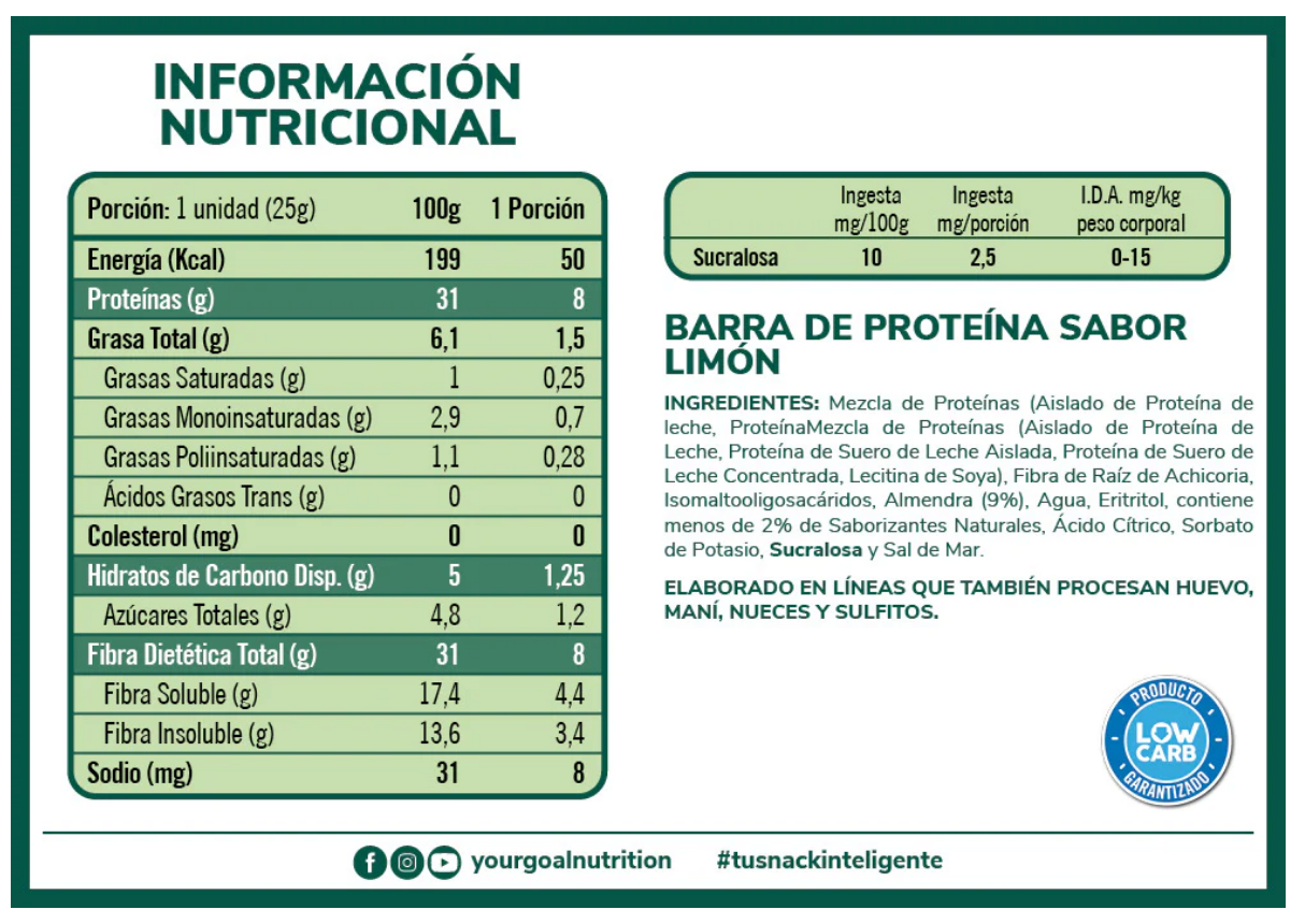 Barra de proteina Yourgoal - Twenty Mini Lemon Cheescake (5 unidades)