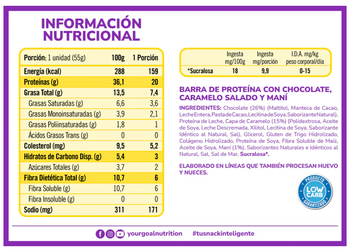 Barra de proteina Protein Bite - Caramel Peanut (4 unidades)