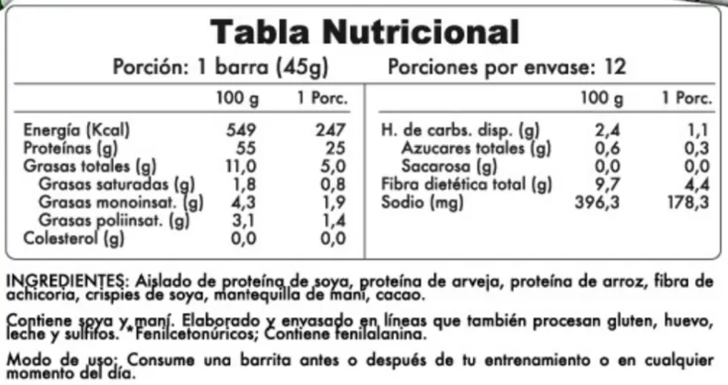 Barra de proteina Winkler Nutrition - Vegan Peanut Butter (12 unidades)