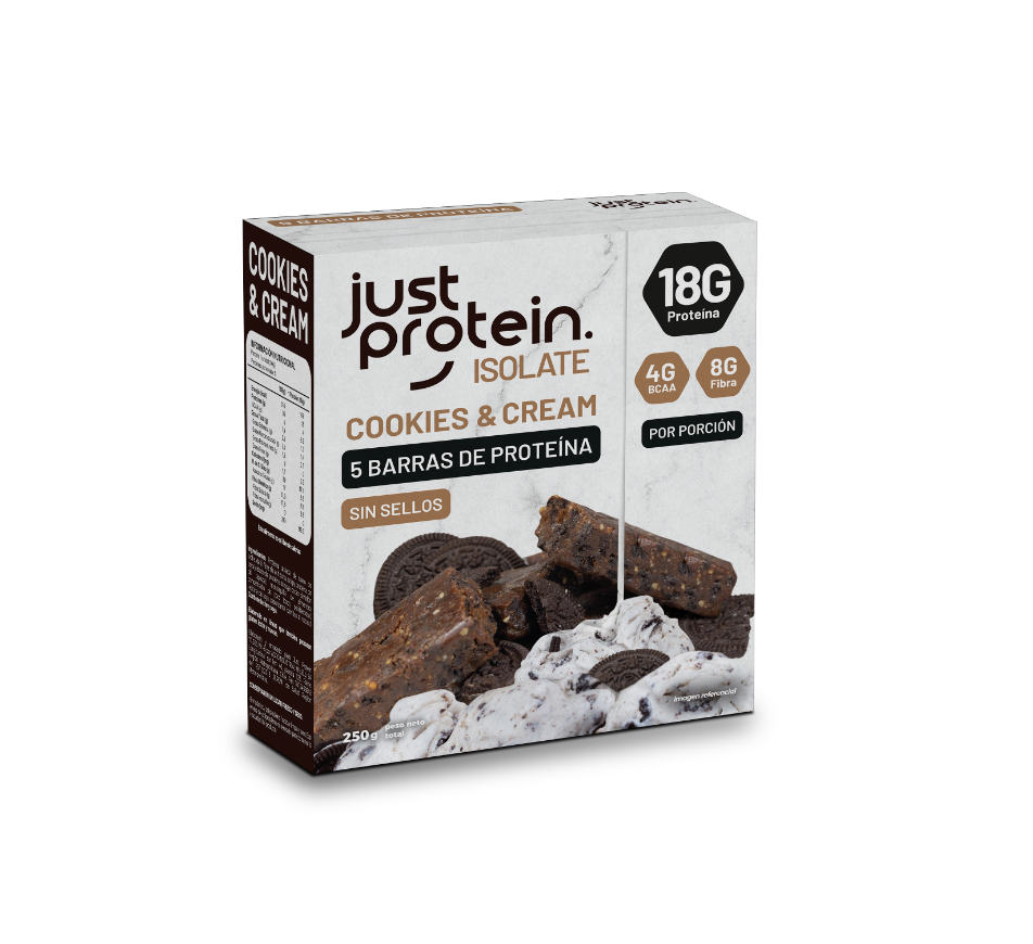 Barra de proteina Just Protein - Cookies & Cream (5 unidades)