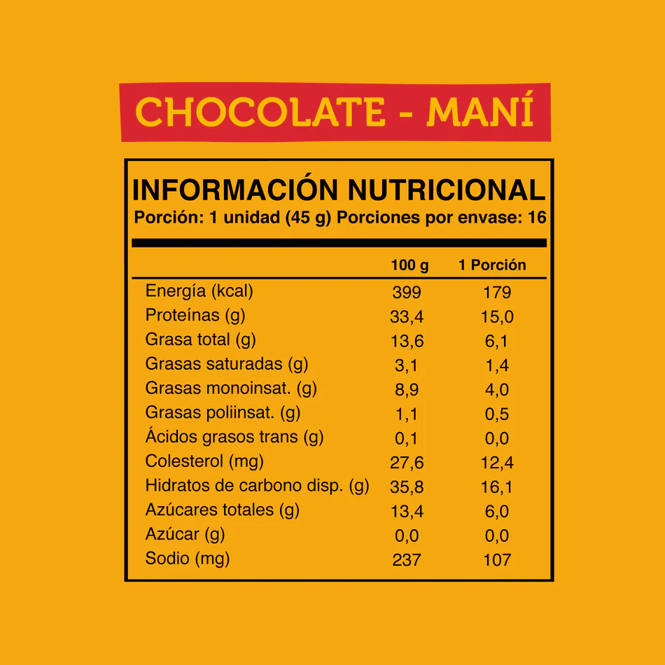 Barras de proteina Wild Protein - Chocolate Maní (16 unidades)