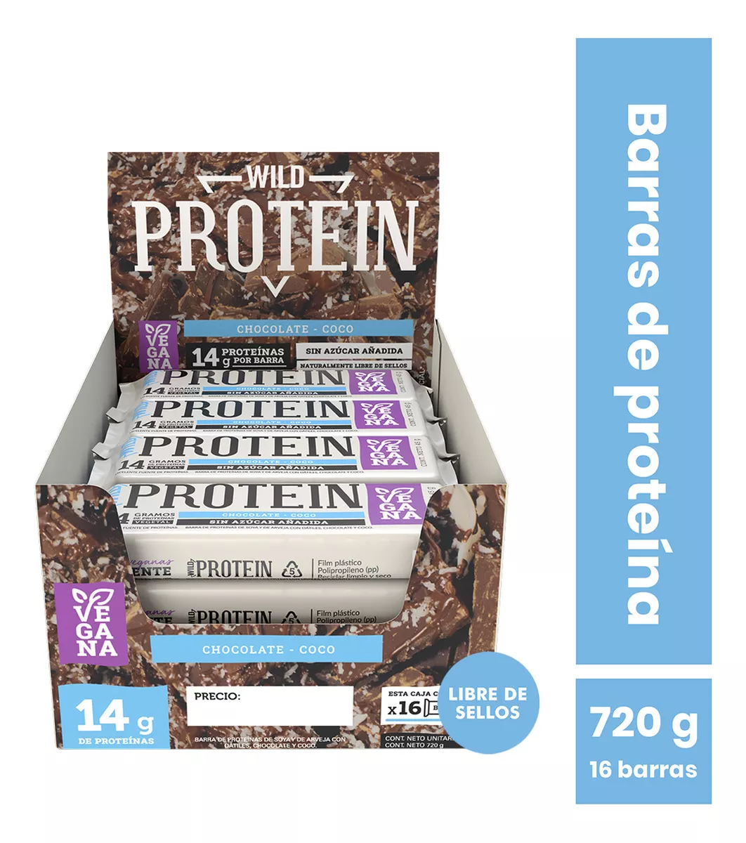 Barras de proteina Wild Protein - Chocolate Coco (16 unidades)