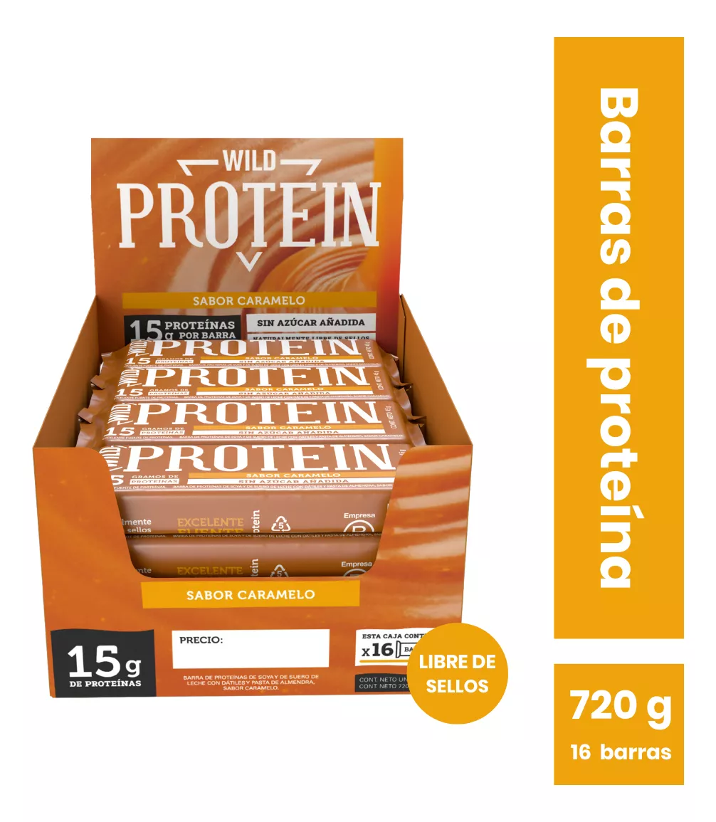 Barras de proteina Wild Protein - Caramelo (16 unidades)