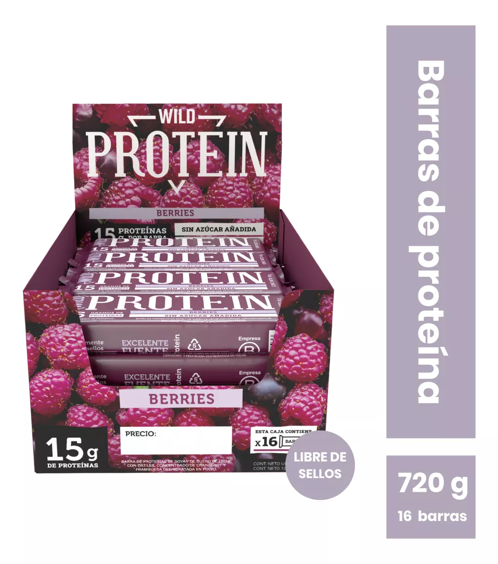 Barras de proteina Wild Protein - Berries (16 unidades)