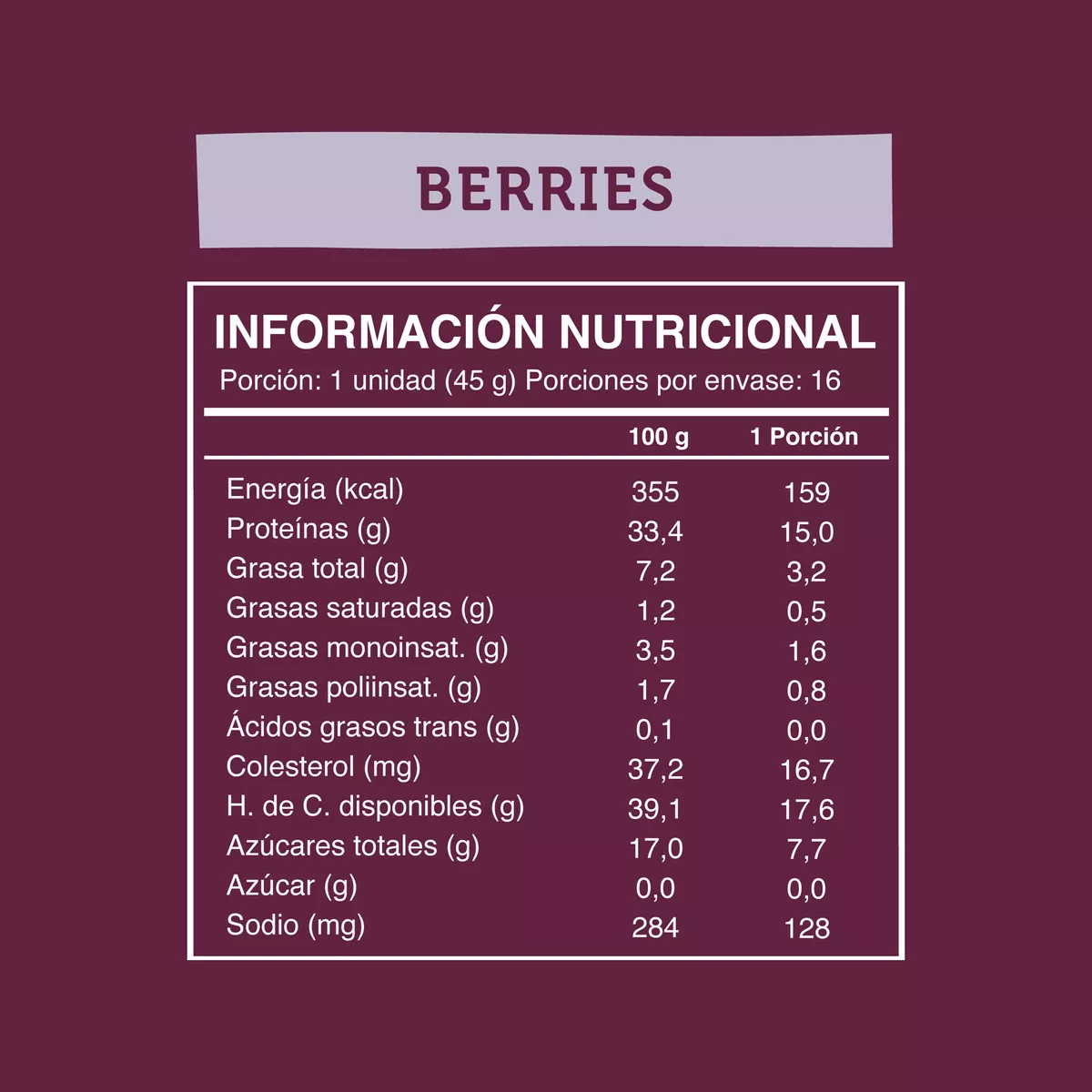 Barras de proteina Wild Protein - Berries (16 unidades)