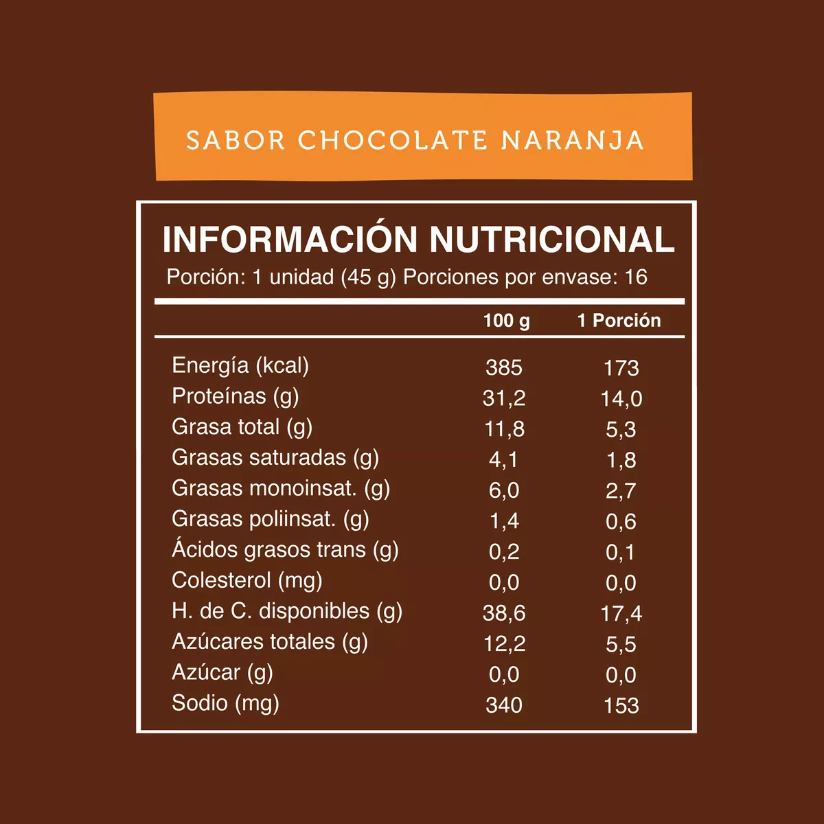 Barras de proteina Wild Protein - Chocolate Naranja (16 unidades)
