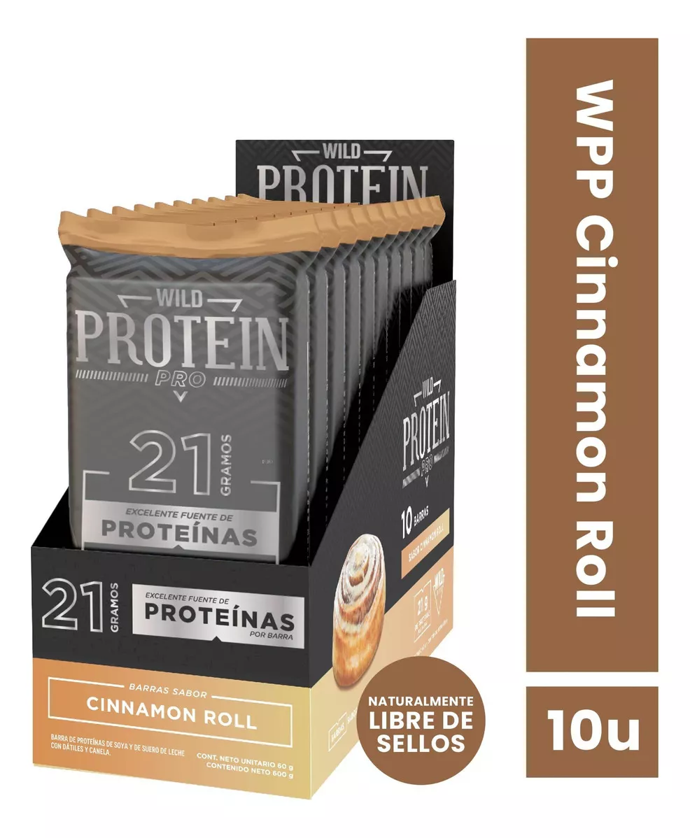 Barras de proteina Wild Protein Pro - Cinnamon Roll (10 unidades)
