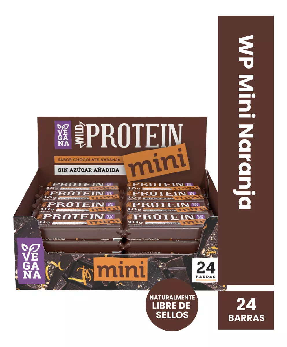 Barra de proteina Wild Protein - Mini Chocolate Naranja (24 unidades)