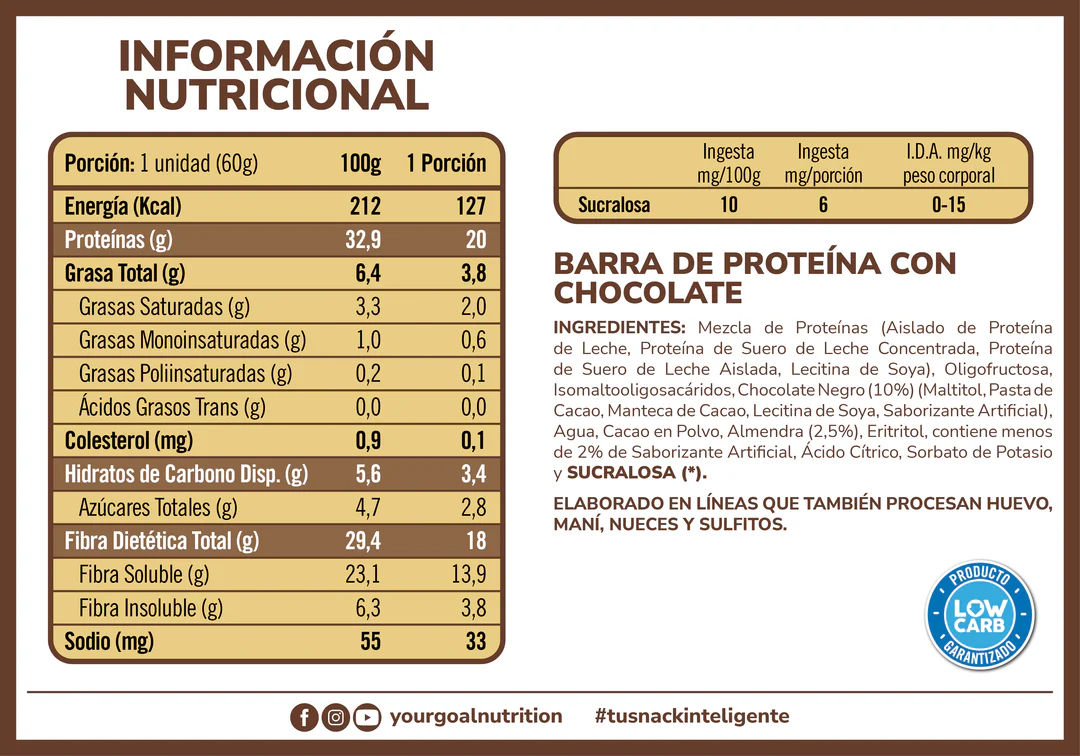 Barra de proteina Yourgoal - Twenty Chocolate Brownie (4 unidades)