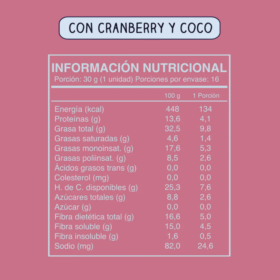 Barra de cereal Wild Soul bar - Almendra Cranberry Coco (16 unidades)
