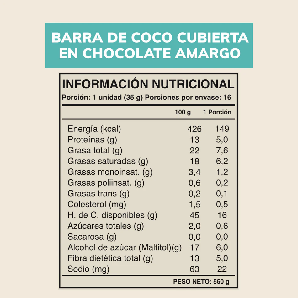 Barra de chocolate Wild Fit - Coco (16 unidades)