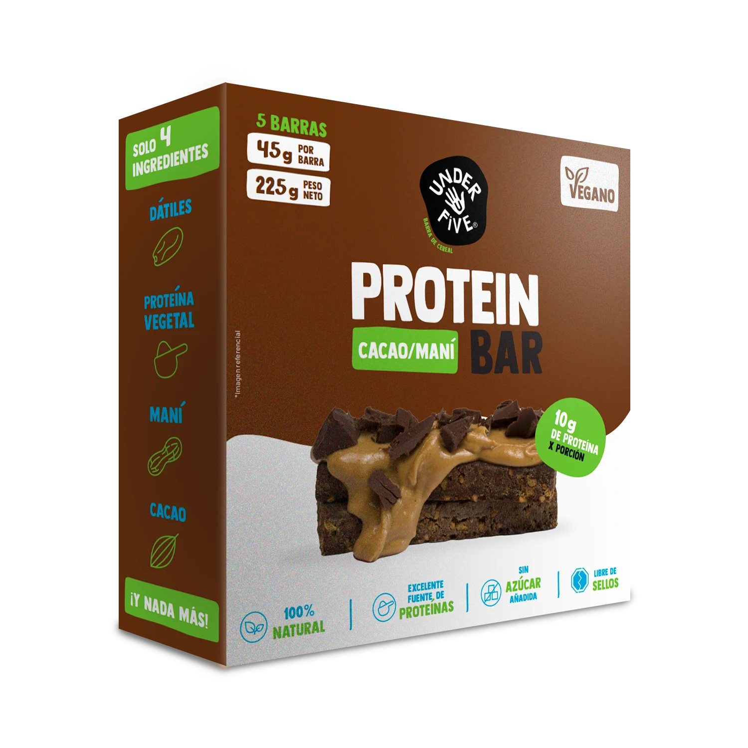 Barra de proteina Underfive - Cacao (5 unidades)