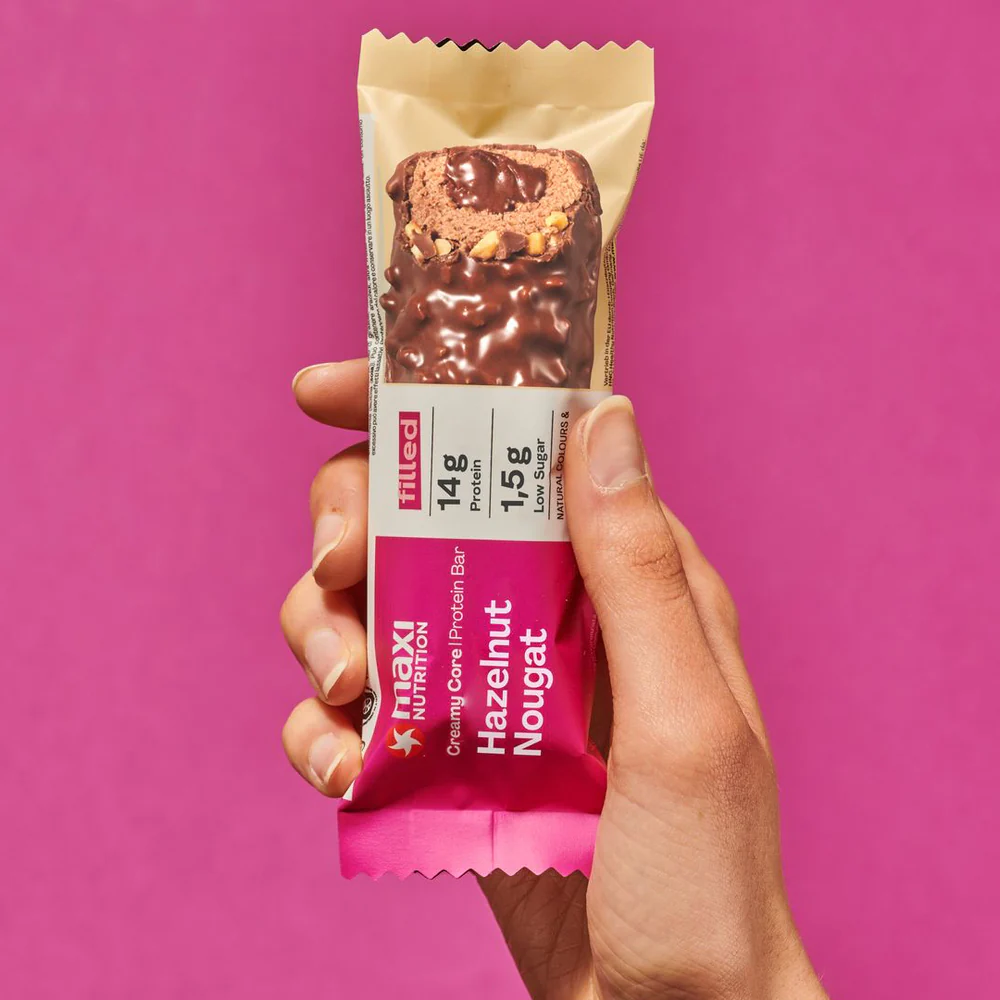 Barra de proteina Maxi Nutrition - Hazelnut Nougat (12 unidades)