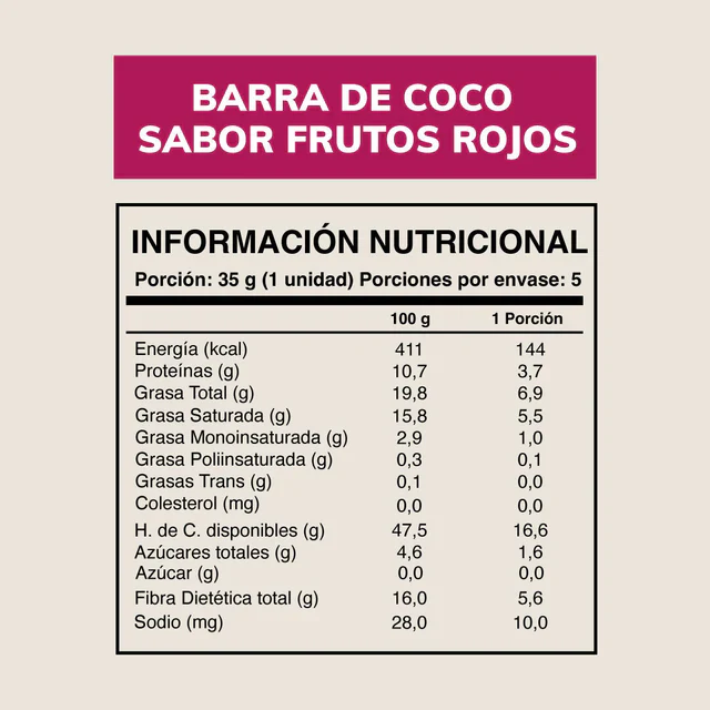 Barra de chocolate Wild Fit - Coco Berries (5 unidades)