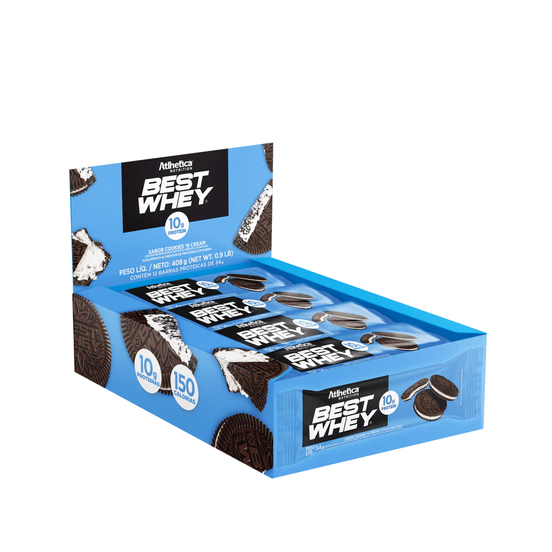 Barra de proteina Atlhetica Nutrition - Cookies & Cream (12 unidades)