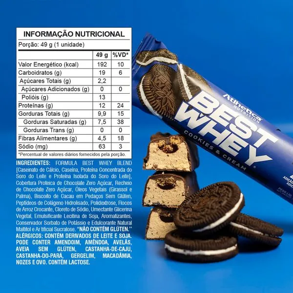 Barra de proteina Atlhetica Nutrition - Cookies & Cream 12gr (12 unidades)