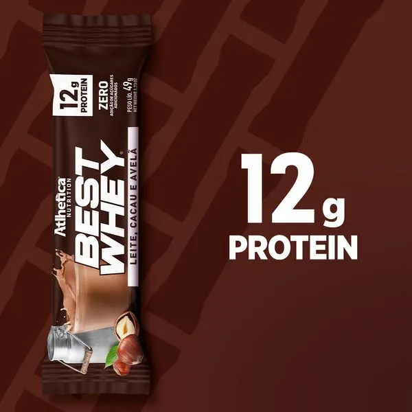 Barra de proteina Atlhetica Nutrition - Leche cacao y avellana 12 gr (12 unidades)