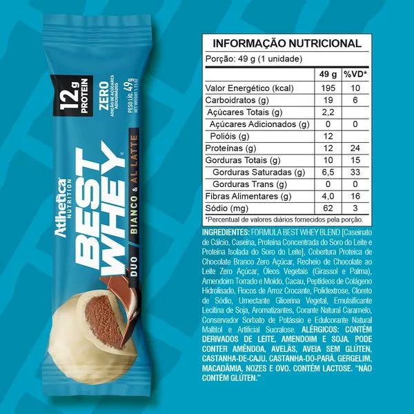Barra de proteina Atlhetica Nutrition - Duo Blanco & Al Latte 12gr (12 unidades)