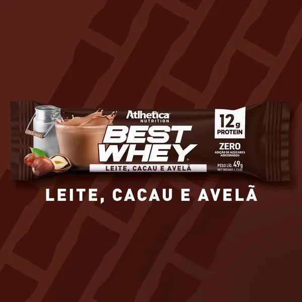 Barra de proteina Atlhetica Nutrition - Leche cacao y avellana 12 gr (12 unidades)