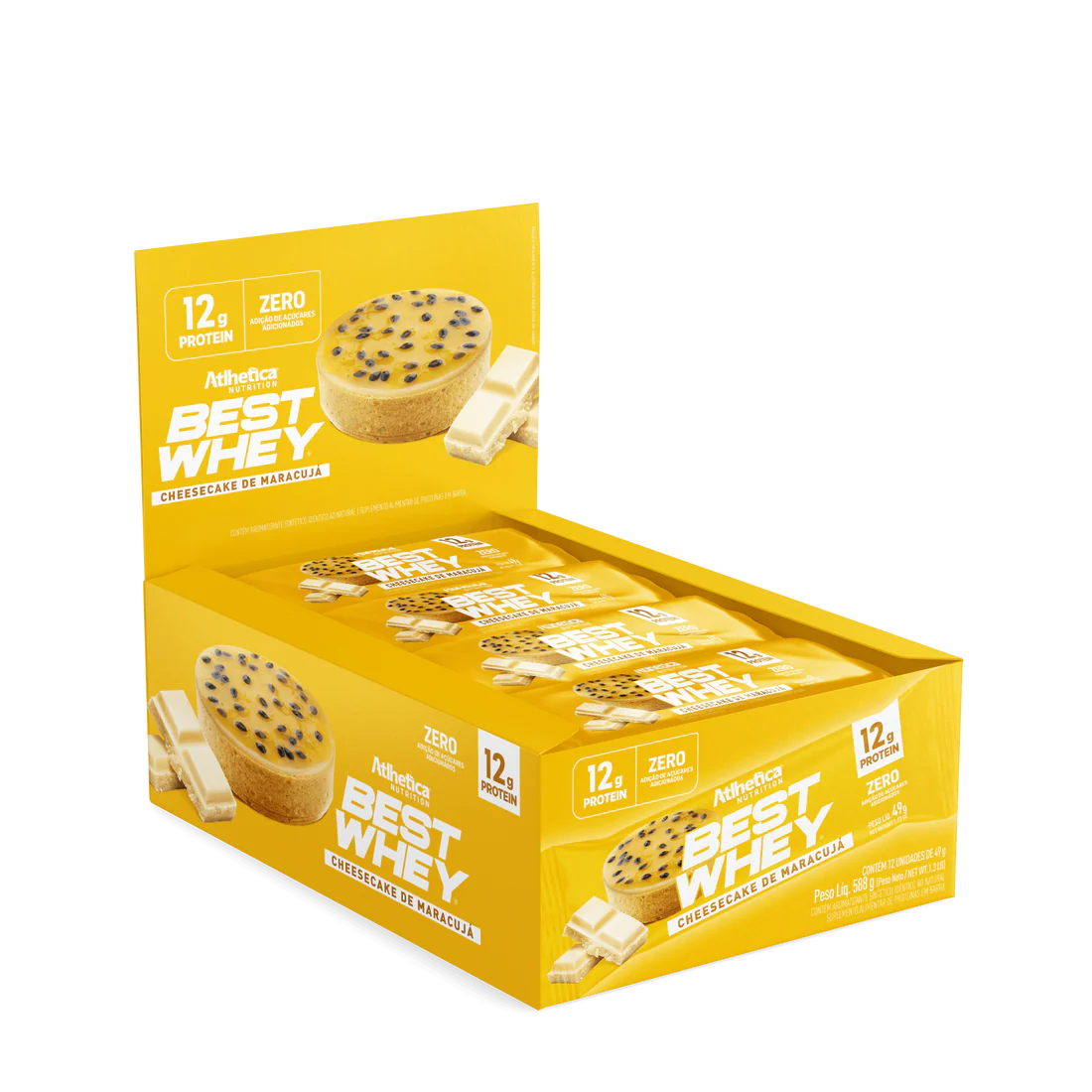 Barra de proteina Atlhetica Nutrition - Cheesecake de Maracuya 12gr (12 unidades)