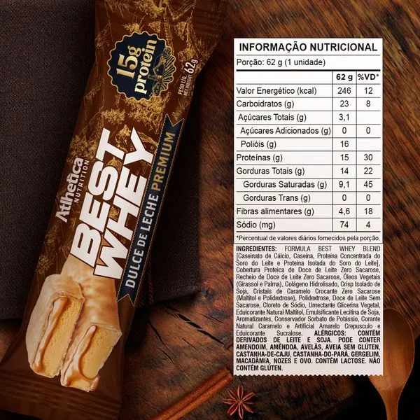 Barra de proteina Atlhetica Nutrition - Dulce de Leche (12 unidades)