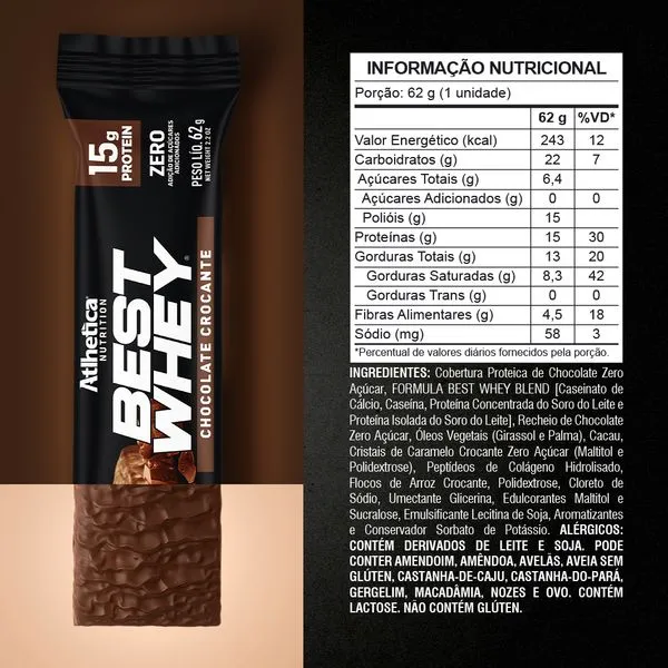 Barra de proteina Atlhetica Nutrition - Chocolate crocante (12 unidades)