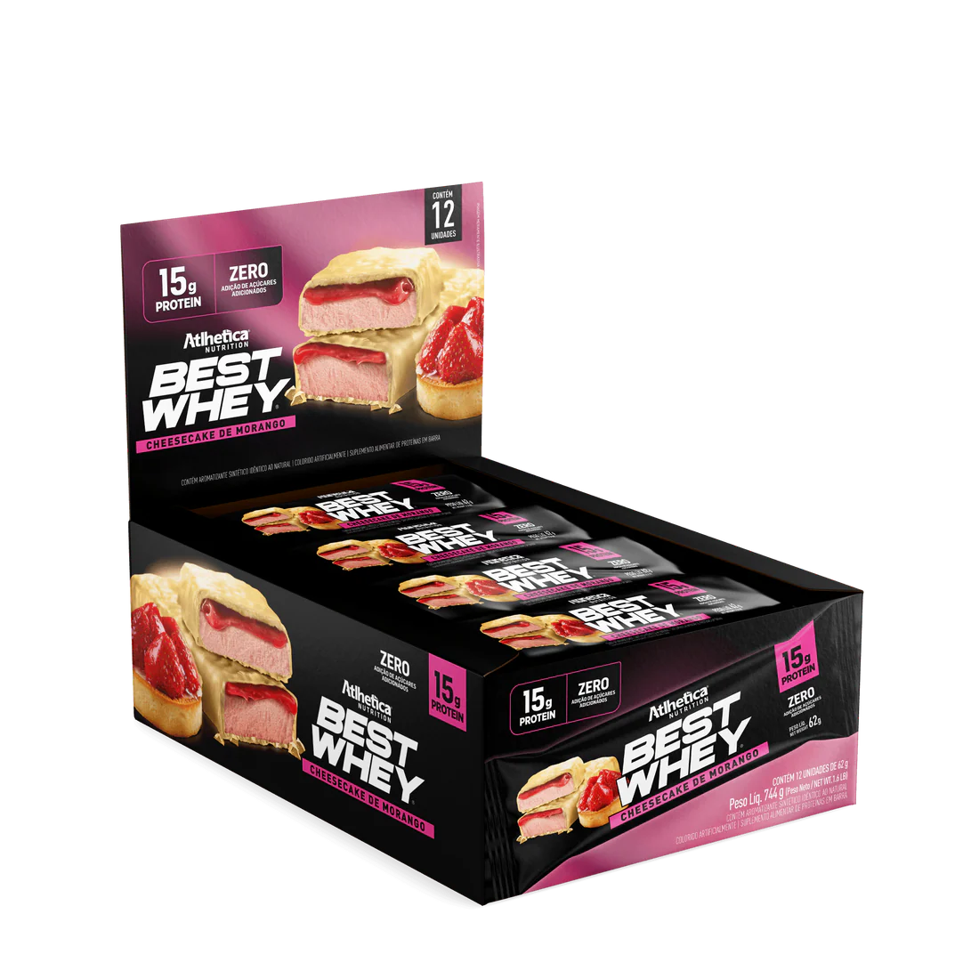 Barra de proteina Atlhetica Nutrition - Cheesecake de Frutilla (12 unidades)