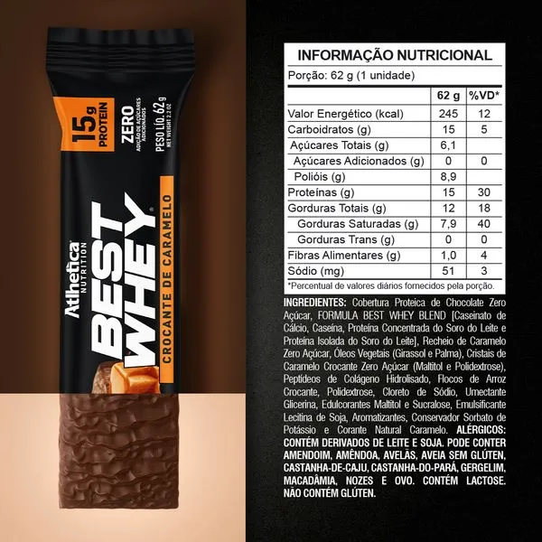 Barra de proteina Atlhetica Nutrition - Caramelo crocante (12 unidades)
