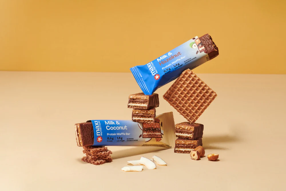 Barra de proteina Maxi Nutrition - Waffle Milk & Coconut (12 unidades)