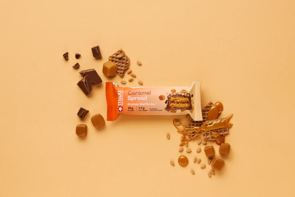 Barra de proteina Maxi Nutrition – Waffle Caramel Spread (12 unidades)