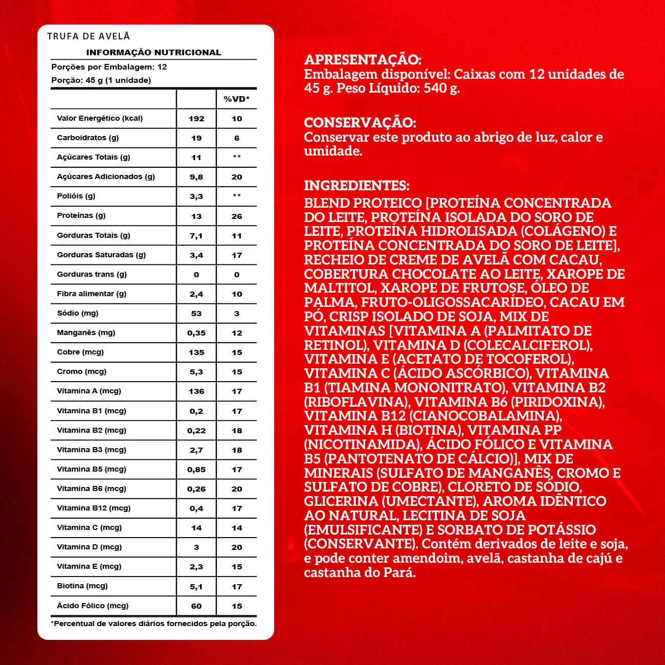 Barra de proteina Integralmedica - Trufa de avellana (12 unidades)
