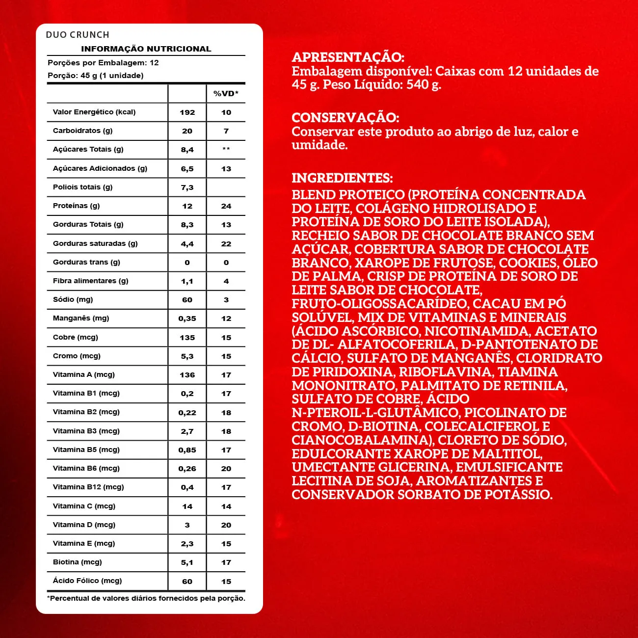 Barra de proteina Integralmedica - Duo Crunch (12 unidades)