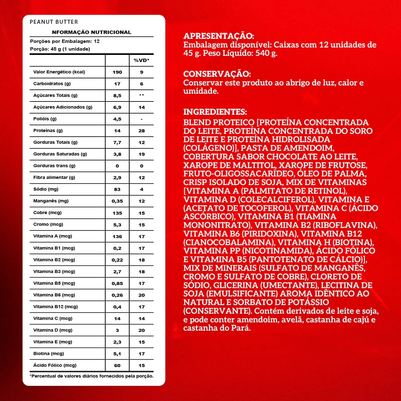 Barra de proteina Integralmedica - Peanut Butter (12 unidades)